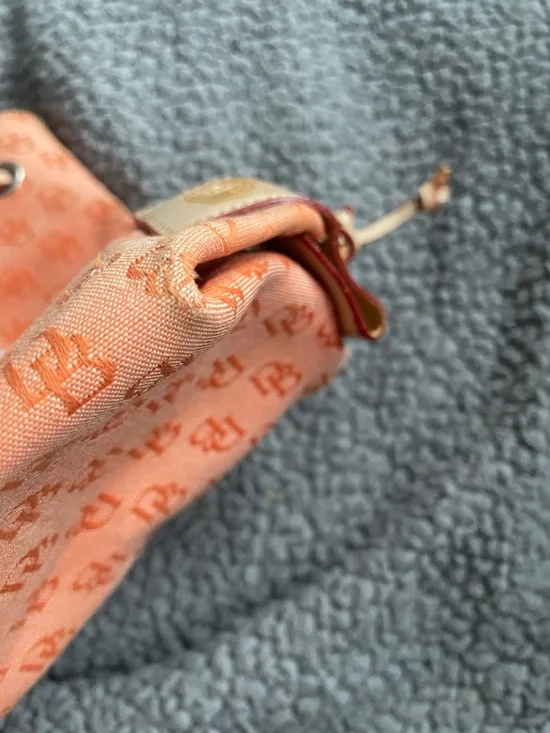 Dooney & Bourke Coral Orange Logo Tote with Tassel Drawstring - Picture 7 of 16